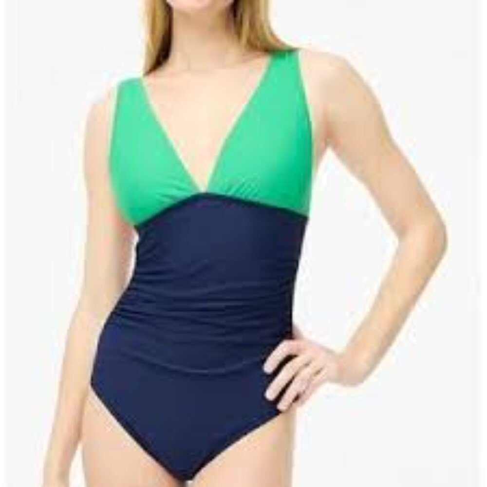 J. Crew Green and Black One-Piece Swimsuit Size M